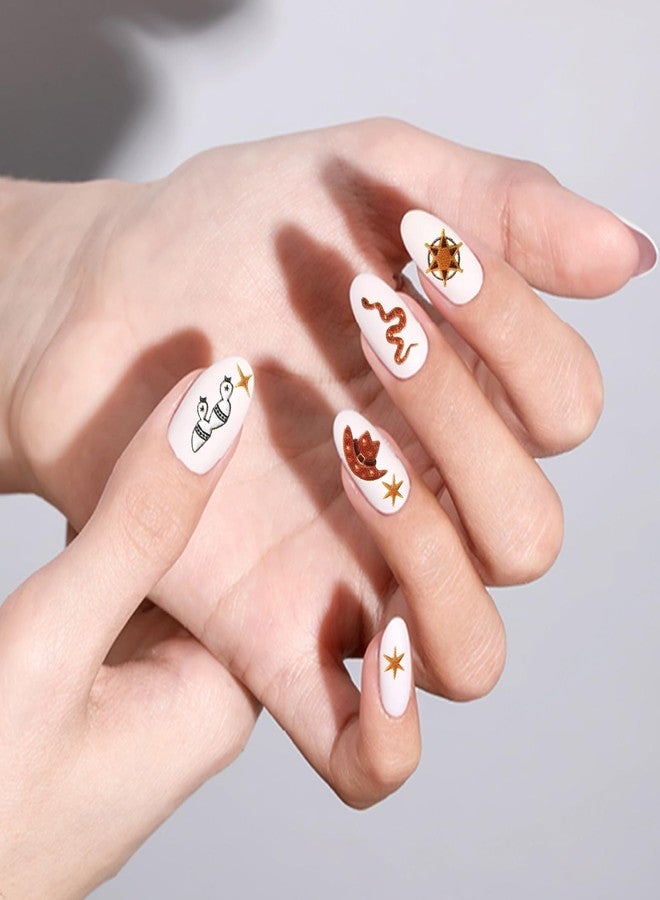 Yuanchu 2 Sheets Retro Cowboy Nail Art Stickers, Western Style Self-Adhesive 5D Embossed Nail Decals DIY Cowboy Hat Boots Cactus Designs for Nails Toenails Phone Cases Retro Style Parties - Image 5
